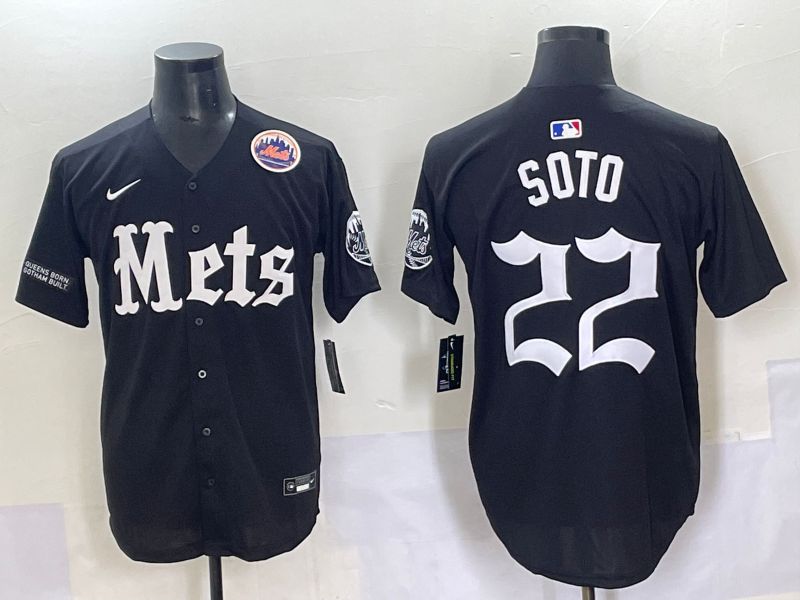 Men 2025 New York Mets #22 Soto Black Five generations Joint Name Nike MLB Jersey style 14